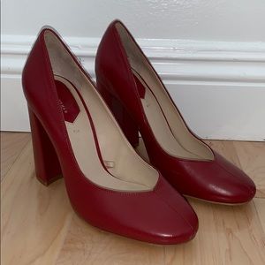 Zara red leather heels